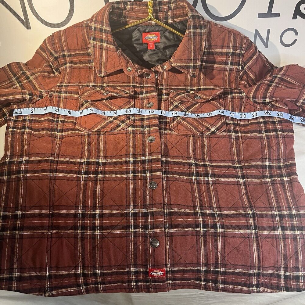 Dickies Rust Red Plaid Quilted Lined Shirt Jacket Womens XL - Picture 6 of 8